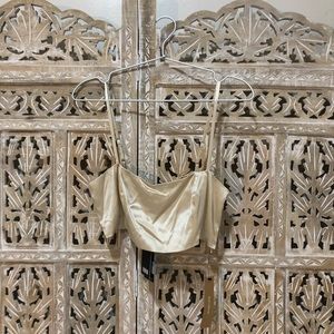 Reformation Gold Silk Crop Top